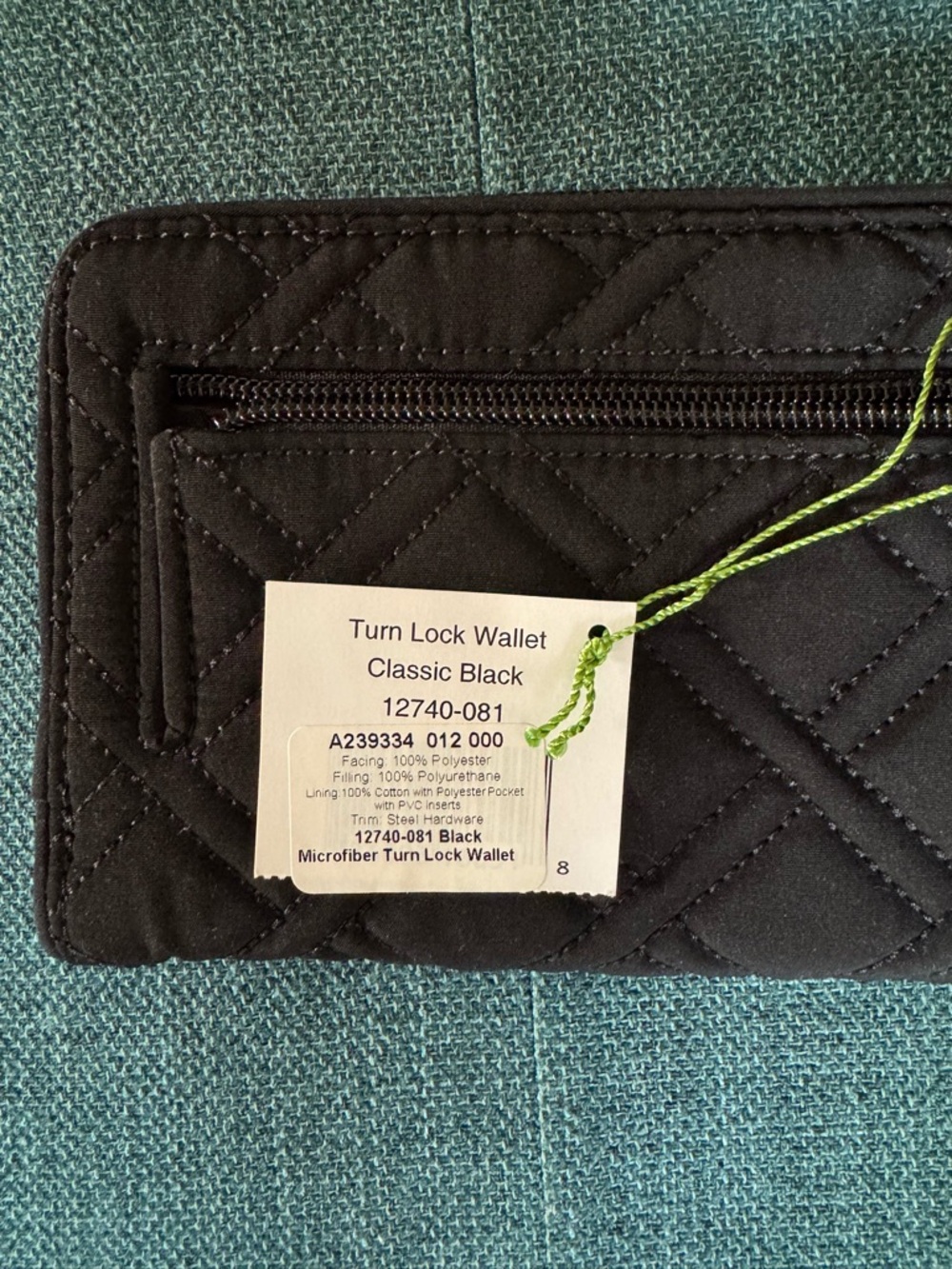 NWT Vera Bradley Turnlock Wallet - Classic Black - Picture 8 of 9